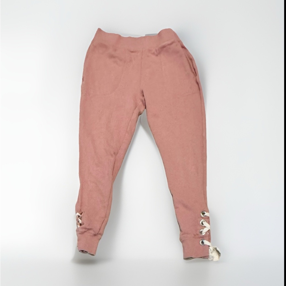 Free People Sz Small Womens La La Lace Up Jogger Pants Sweatpants Joggers Pink